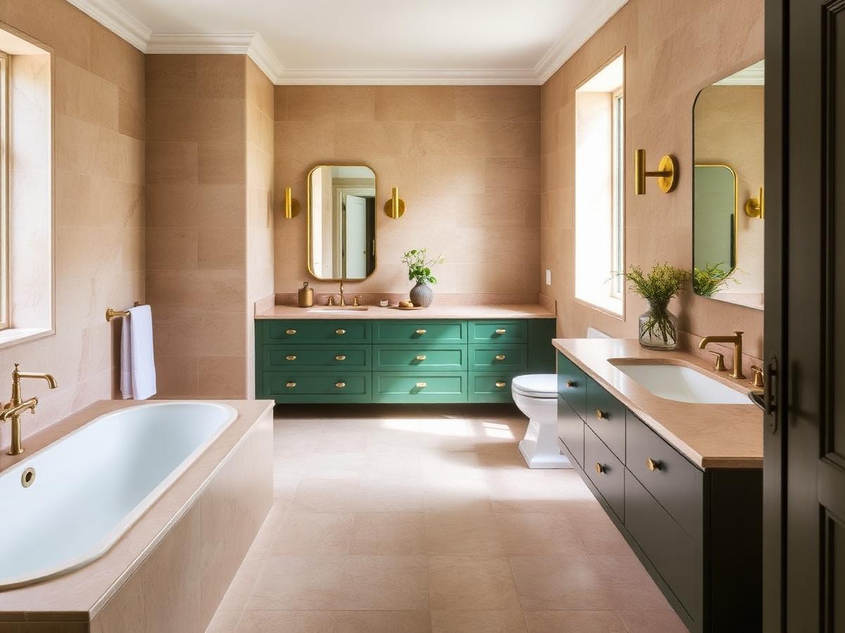 A fully remodeled bathroom with a tiled floor, vanity and glass shower enclosure